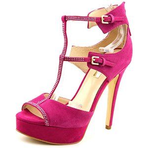 Guess Karlee Women Open Toe Suede Pink Platform